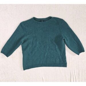 Talbots Petites Emerald Pure Cashmere Crew Neck 3/4 Sleeve Sweater XL Petite
